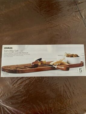 Stokes Acacia Wood Serving Set - Brown New sealed